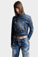 Jacheta DSQUARED2, Medium Broken Biker Jean Jacket