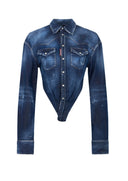 Top DSQUARED2, Deep Cut Night Whisper Denim Shirt