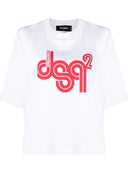 Tricou DSQUARED2, Red Logo Print, Alb