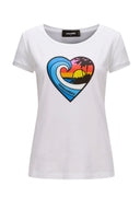 Tricou DSQUARED2, Heart Multicolor Print, White
