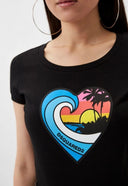 Tricou DSQUARED2, Heart Multicolor Print, Black