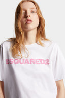 Tricou DSQUARED2, Easy Fit, Pastel Pink, White