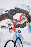 Tricou DSQUARED2, Girls Print, Aplicatii stralucitoare, Alb