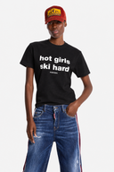 Tricou DSQUARED2, Hot girls ski hard, Black