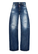 Jeans DSQUARED2, Wide-Leg Distressed Denim Jeans