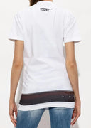 Tricou DSQUARED2, Women's White Iconique Belt Print T-Shirt