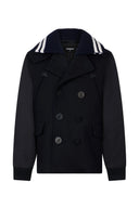 Palton scurt DSQUARED2 cu doua randuri de nasturi – Bleumarin