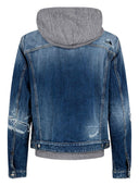 Jacheta DSQUARED2, Cu gluga gri, Denim, Albastru