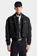 Jacheta DSQUARED2 Aviator Hybrid din denim – Negru