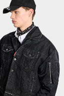 Jacheta DSQUARED2 Aviator Hybrid din denim – Negru