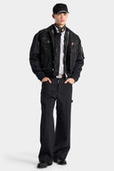 Jacheta DSQUARED2 Aviator Hybrid din denim – Negru
