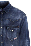 Camasa DSQUARED2, Leaf West Shirt, Bleumarin