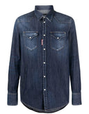 Camasa DSQUARED2, Denim, Logo Rosu