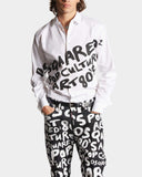 Camasa DSQUARED2, Black logo Print, Alb