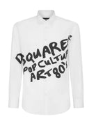 Camasa DSQUARED2, Black logo Print, Alb