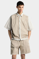 Camasa DSQUARED2, Inside Out Short Sleeves Shirt, Beige