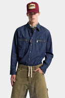 Camasa DSQUARED2, Wet And Dry Wash Biker Shirt, Bleumarin