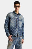 Camasa DSQUARED2 D2 Monogram Denim Carpenter – Albastru denim