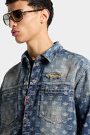 Camasa DSQUARED2 D2 Monogram Denim Carpenter – Albastru denim