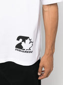 Tricou DSQUARED2, Print Frontal Leaf Logo, Alb