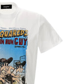 Tricou DSQUARED2, Run Guy, Alb