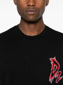 Tricou DSQUARED2, Red Logo Print, Cotton, Black