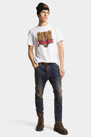 Tricou DSQUARED2, Classic White, Bear Insert, Regular Fit