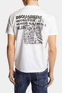 Tricou DSQUARED2, White JERSEY, Print Milano Map