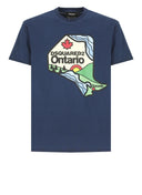 Tricou DSQUARED2, Cool Fit Tee, Ontario Print, Dark Blue