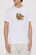 Tricou DSQUARED2, Colorful Wood Forest House Print, White