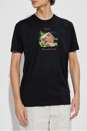 Tricou DSQUARED2, Colorful Wood Forest House Print, Black