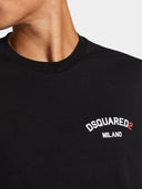 TRICOU DSQUARED, Logo-Print T-shirt, Regular Fit, Negru