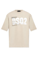 Tricou DSQUARED2, Printed Logo, Text, Beige, Loose Fit