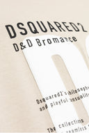 Tricou DSQUARED2, Printed Logo, Text, Beige, Loose Fit