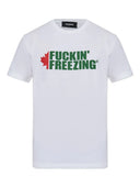 Tricou DSQUARED2, Green Print, Freezing, Logo, White, Cool Fit