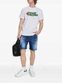 Tricou DSQUARED2, Green Print, Freezing, Logo, White, Cool Fit