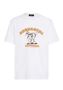 Tricou DSQUARED2, Regular Fit Espresso T-Shirt, Alb