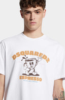Tricou DSQUARED2, Regular Fit Espresso T-Shirt, Alb