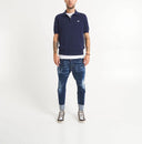 Tricou DSQUARED2, Polo Design, Logo Insert, Navy Blue, Regular Fit