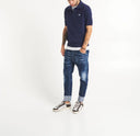 Tricou DSQUARED2, Polo Design, Logo Insert, Navy Blue, Regular Fit