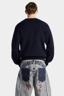 Pulover DSQUARED2 Metal D2 Upside Down Knit – Albastru
