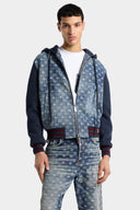 Cardigan DSQUARED2 D2 Monogram cu fermoar – Albastru denim