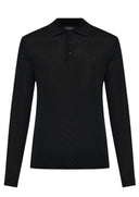 Bluza polo DSQUARED2, BLACK Wool polo shirt with embroidered logo