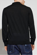 Bluza polo DSQUARED2, BLACK Wool polo shirt with embroidered logo