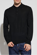 Bluza polo DSQUARED2, BLACK Wool polo shirt with embroidered logo