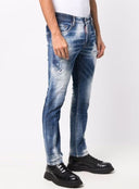 BLUGI  DSQUARED2, Mid-rise bleached Skater, Blue