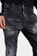 BLUGI DSQUARED2,Denim Skinny, Distressed effect, Black