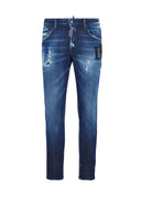 JEANS DSQUARED2, Dark Midnight Blue Wash, Logo piele, Skater Fit
