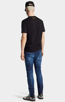 JEANS DSQUARED2, Dark Midnight Blue Wash, Logo piele, Skater Fit