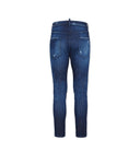 JEANS DSQUARED2, D2 logo Piele, Relax Long Crotch Jean, Bleumarin